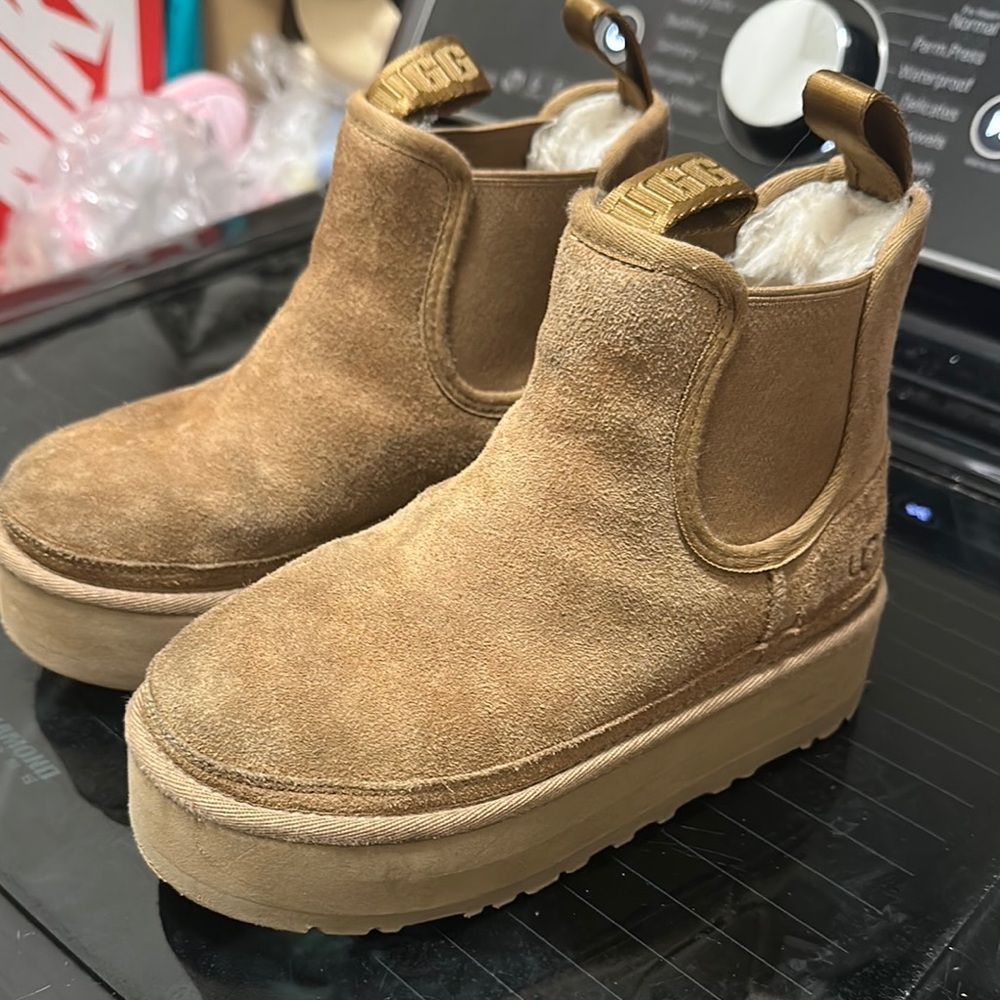 UGG Chestnut Suede Platform Boots